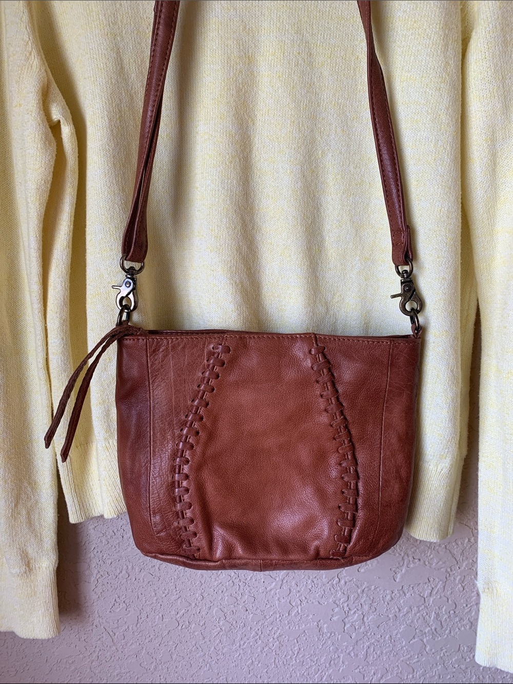 Day & Mood Brown Leather Crossbody Bag - Classic Women's Shoulder Bag
